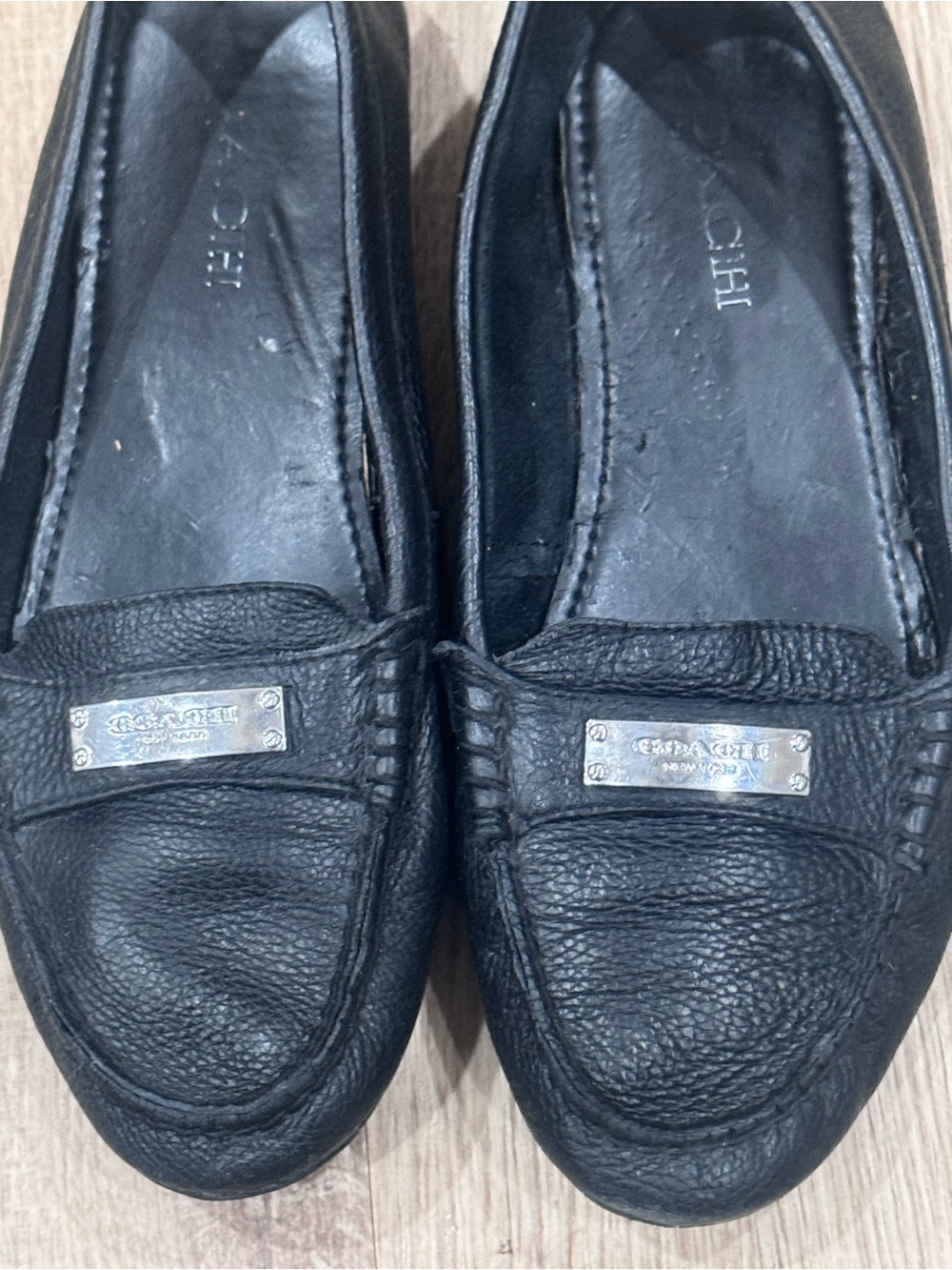 Coach Fredrica A5175 Black Leather Driving Loafers Size 8